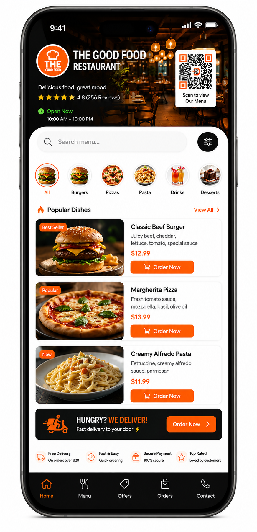 DADA QR PRO — restaurant menu on phone